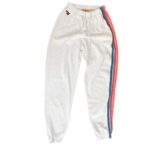 Aviator Nation 5-Stripe Sweatpants White Rainbow Joggers Size S Made in USA